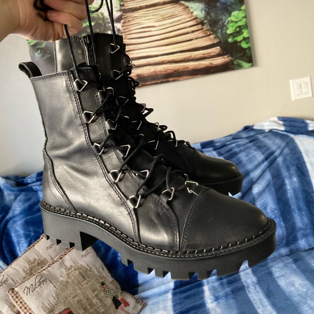 ZARA Trafaluc leather combat lace up boots